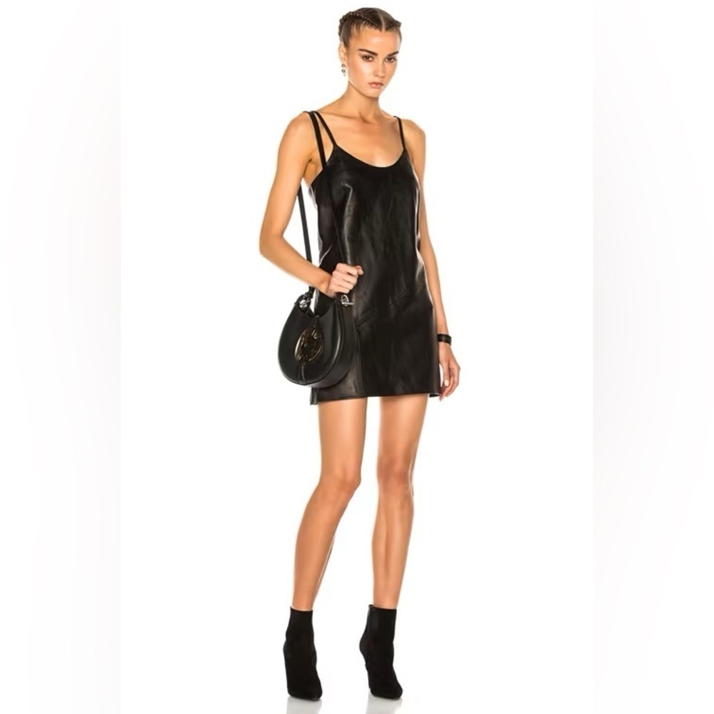ThePerfext Candace Leather Mini Dress Black M NWT